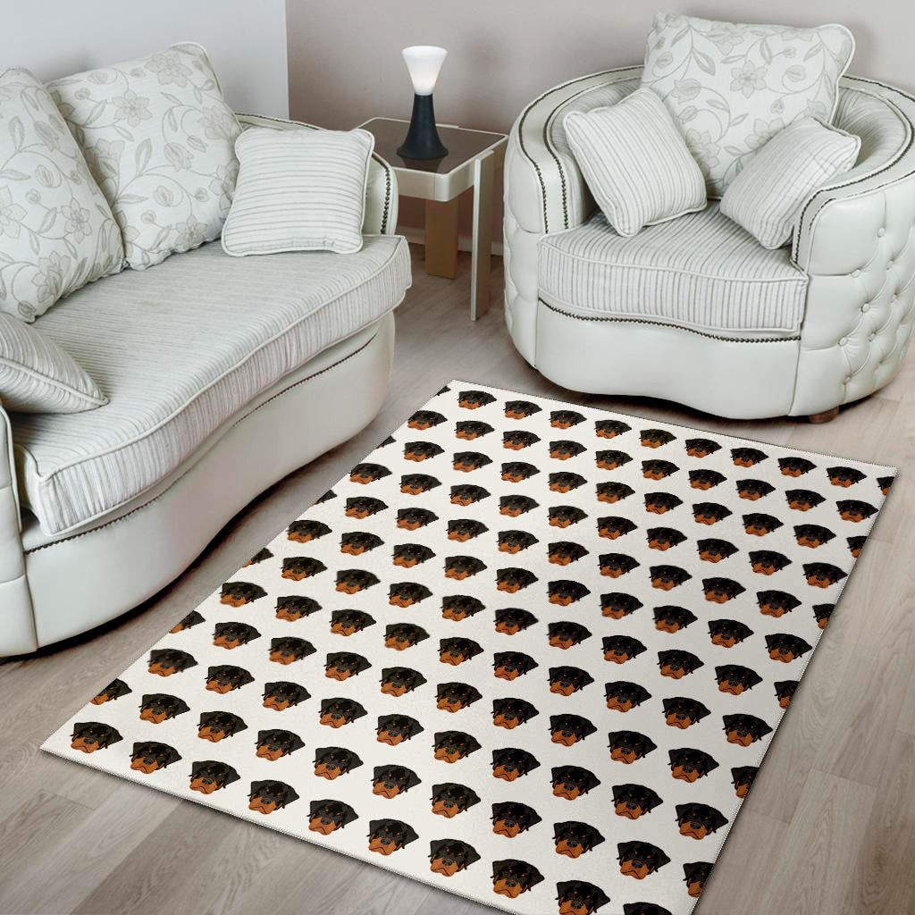 Rottweiler Face Pattern Print Area Rug