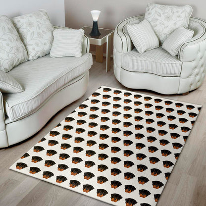 Rottweiler Face Pattern Print Area Rug