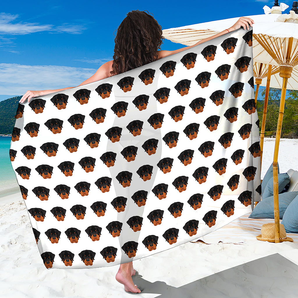 Rottweiler Face Pattern Print Beach Sarong Wrap