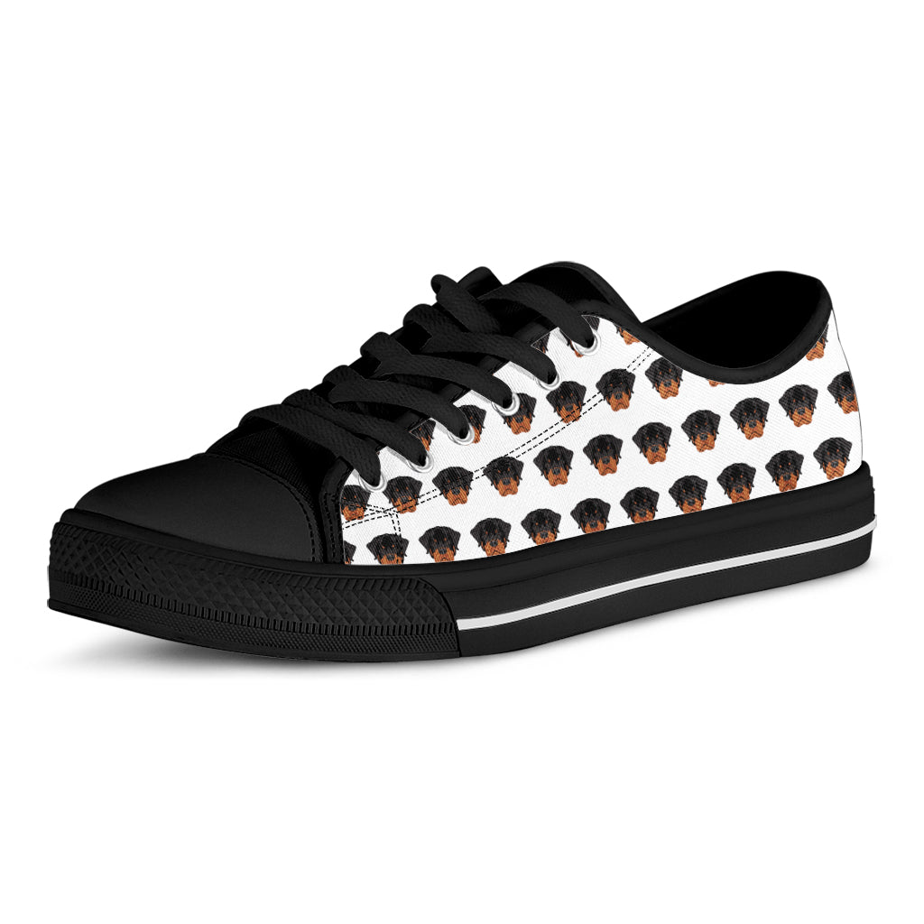 Rottweiler Face Pattern Print Black Low Top Shoes