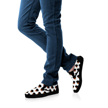Rottweiler Face Pattern Print Black Slip On Shoes