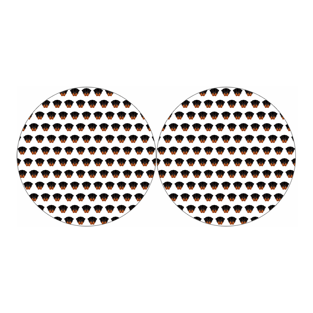 Rottweiler Face Pattern Print Car Coasters