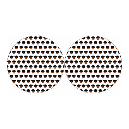 Rottweiler Face Pattern Print Car Coasters