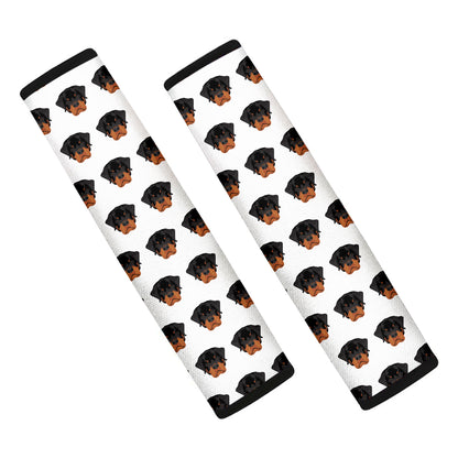 Rottweiler Face Pattern Print Car Seat Belt Covers