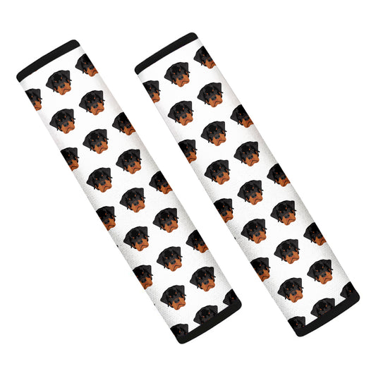 Rottweiler Face Pattern Print Car Seat Belt Covers
