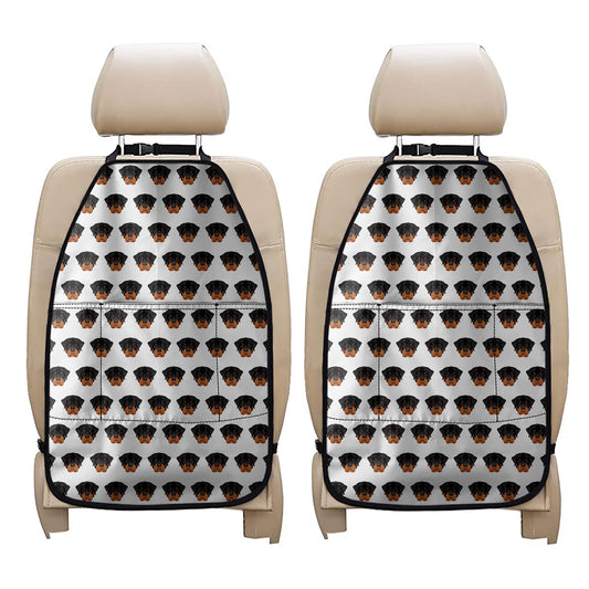 Rottweiler Face Pattern Print Car Seat Organizers