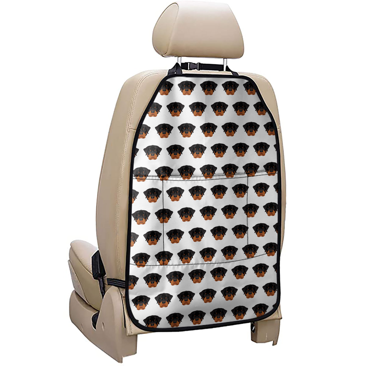 Rottweiler Face Pattern Print Car Seat Organizers