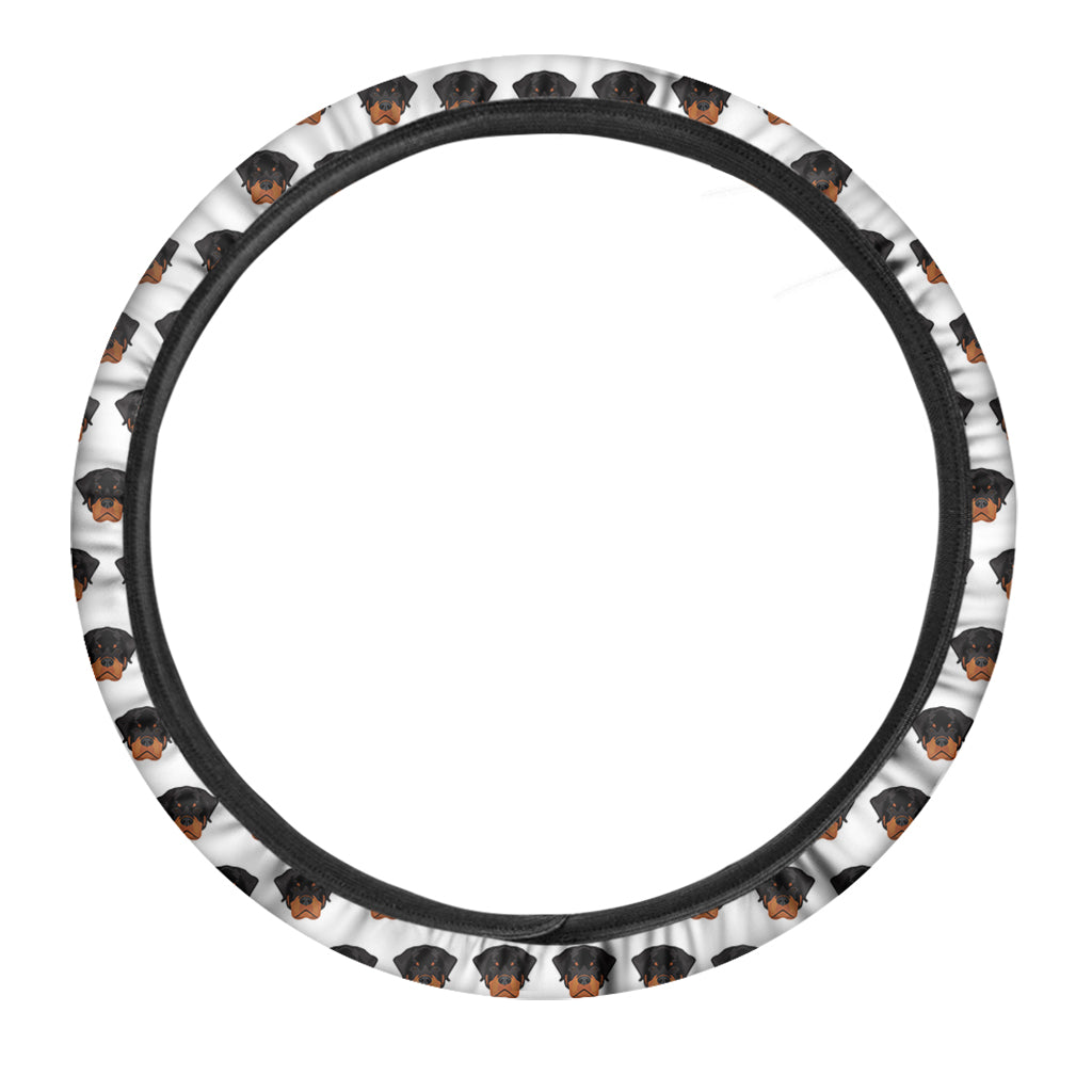 Rottweiler Face Pattern Print Car Steering Wheel Cover