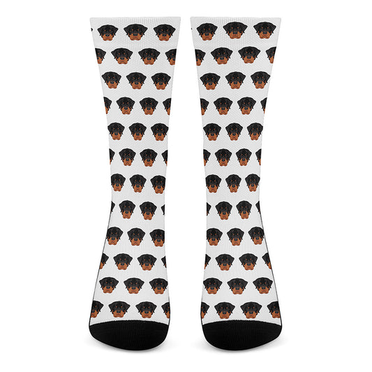 Rottweiler Face Pattern Print Crew Socks