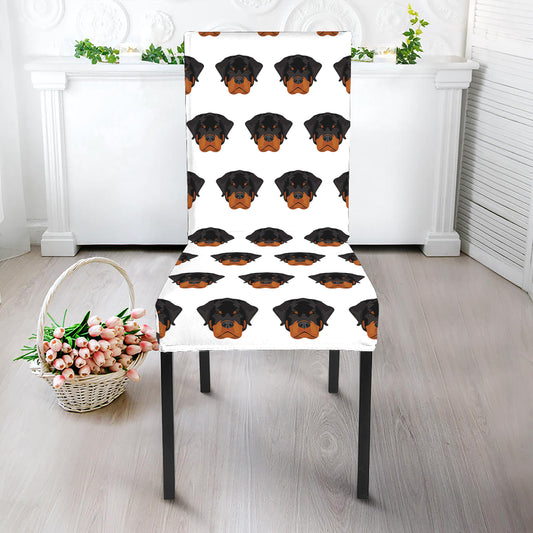 Rottweiler Face Pattern Print Dining Chair Slipcover