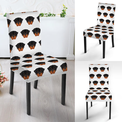 Rottweiler Face Pattern Print Dining Chair Slipcover
