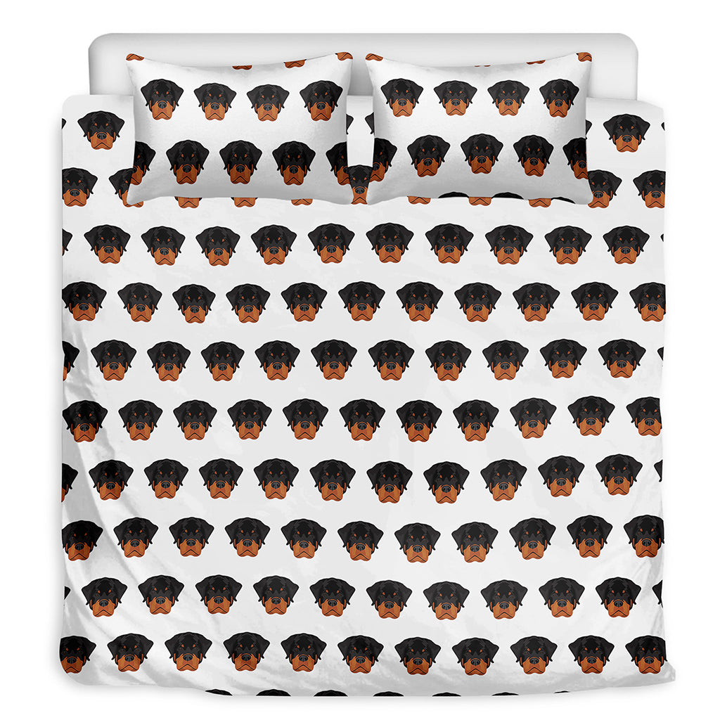 Rottweiler Face Pattern Print Duvet Cover Bedding Set