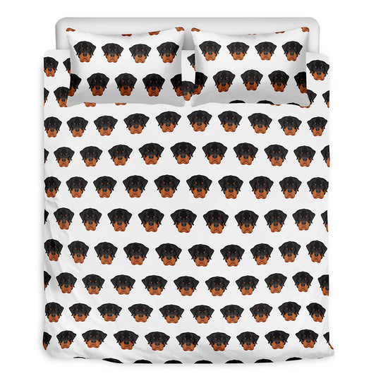 Rottweiler Face Pattern Print Duvet Cover Bedding Set