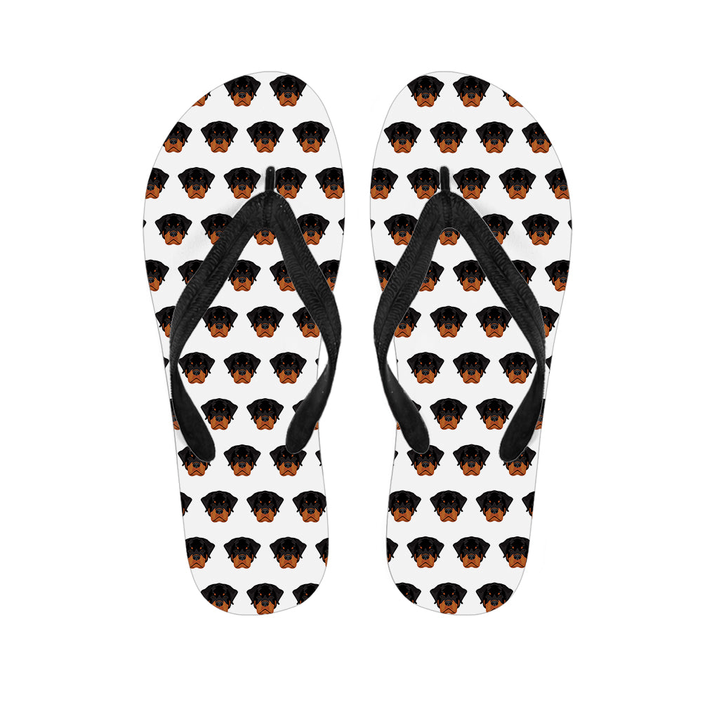 Rottweiler Face Pattern Print Flip Flops
