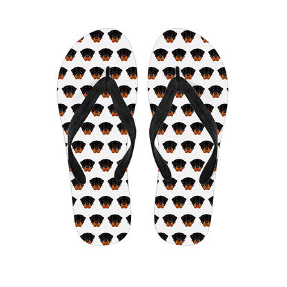Rottweiler Face Pattern Print Flip Flops