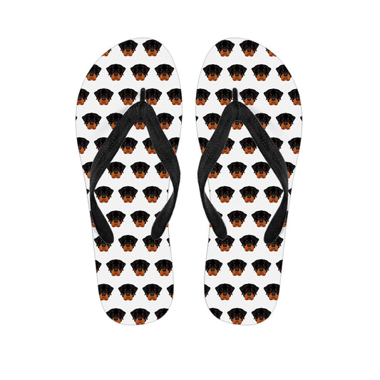 Rottweiler Face Pattern Print Flip Flops