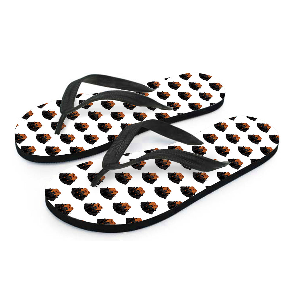 Rottweiler Face Pattern Print Flip Flops