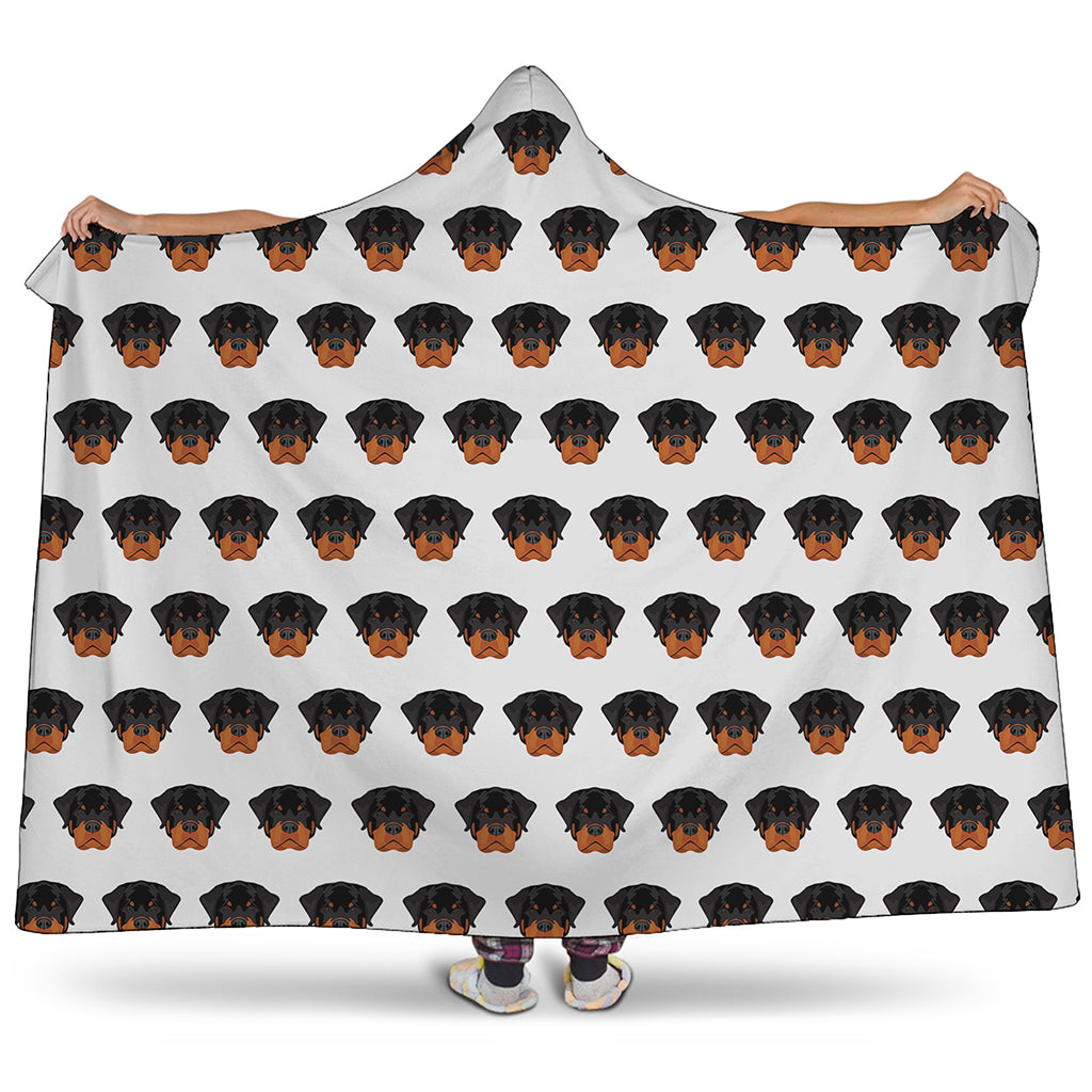 Rottweiler Face Pattern Print Hooded Blanket