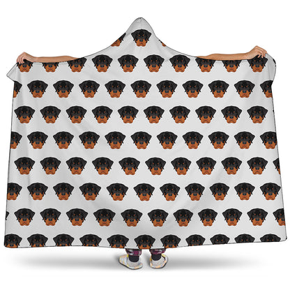 Rottweiler Face Pattern Print Hooded Blanket