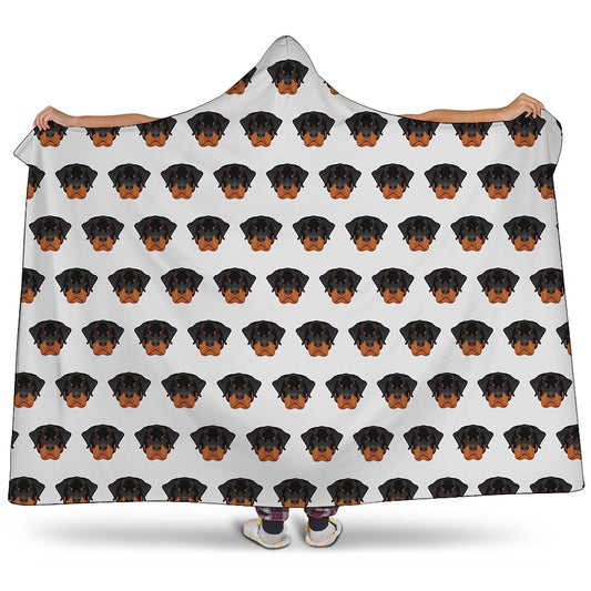 Rottweiler Face Pattern Print Hooded Blanket