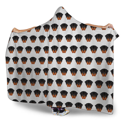 Rottweiler Face Pattern Print Hooded Blanket