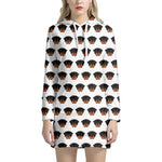 Rottweiler Face Pattern Print Hoodie Dress