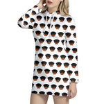 Rottweiler Face Pattern Print Hoodie Dress