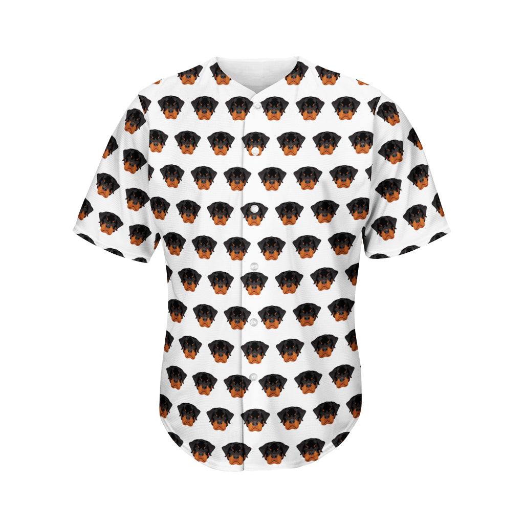 Rottweiler Face Pattern Print Men's Baseball Jersey