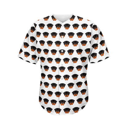 Rottweiler Face Pattern Print Men's Baseball Jersey