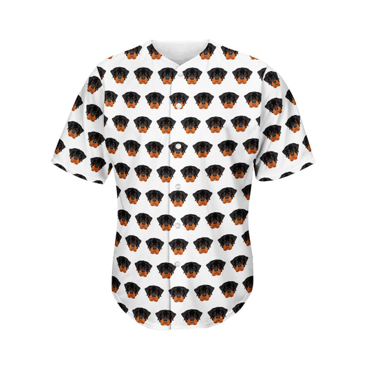 Rottweiler Face Pattern Print Men's Baseball Jersey
