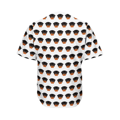 Rottweiler Face Pattern Print Men's Baseball Jersey