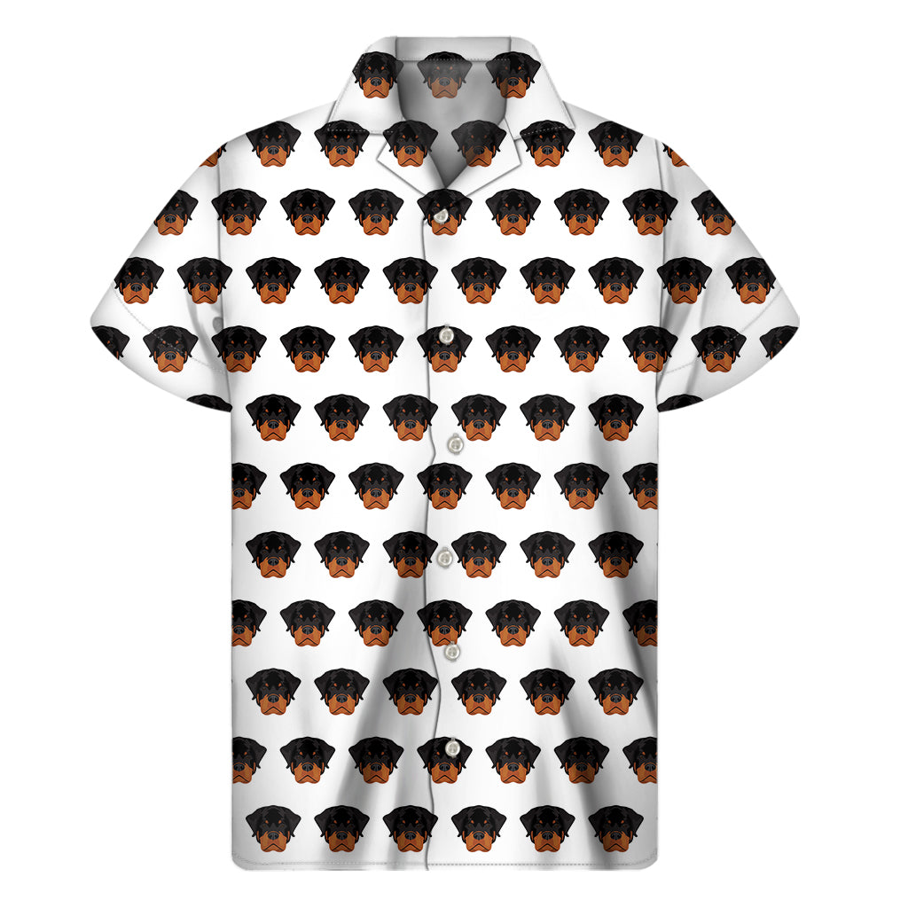 Rottweiler Face Pattern Print Men's Short Sleeve Shirt