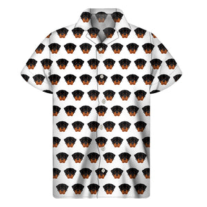 Rottweiler Face Pattern Print Men's Short Sleeve Shirt