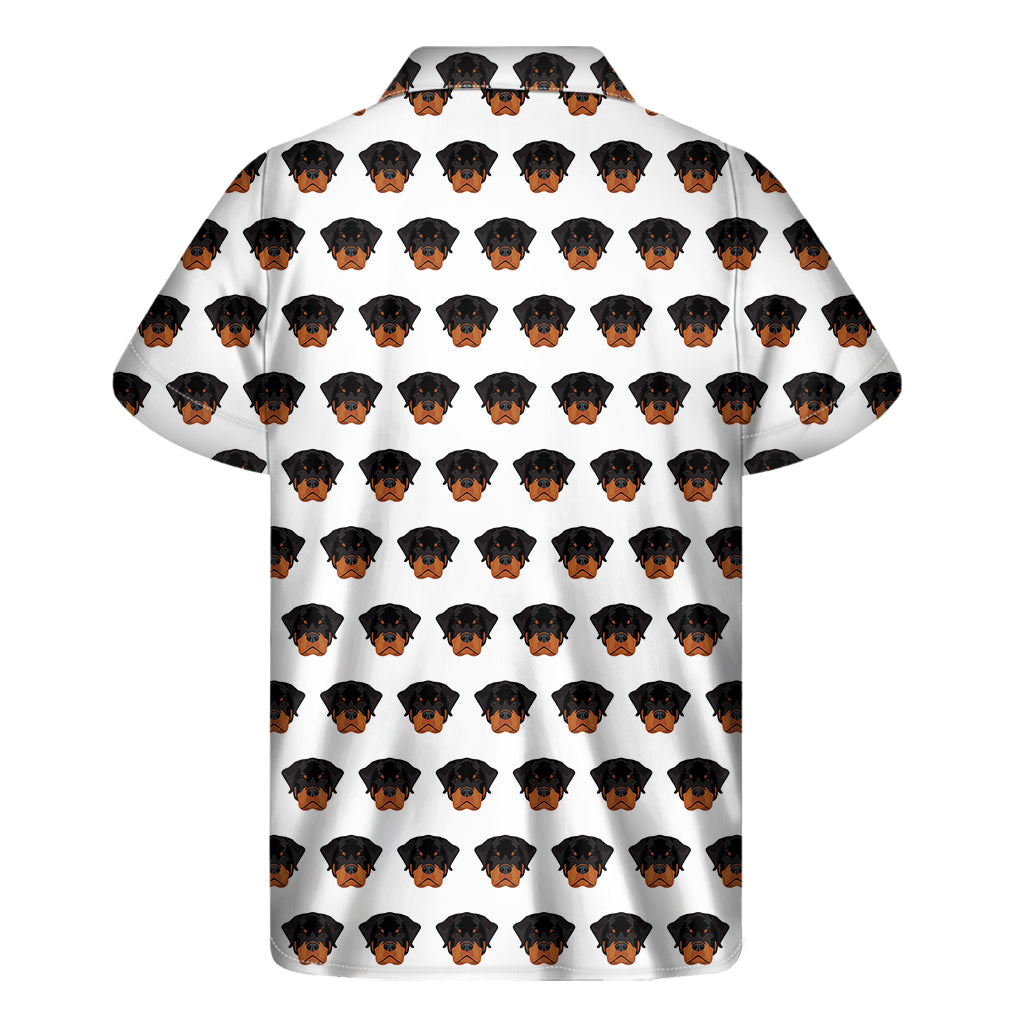 Rottweiler Face Pattern Print Men's Short Sleeve Shirt