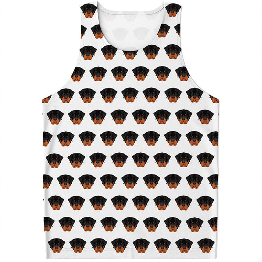 Rottweiler Face Pattern Print Men's Tank Top