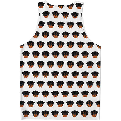 Rottweiler Face Pattern Print Men's Tank Top