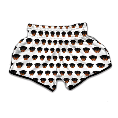 Rottweiler Face Pattern Print Muay Thai Boxing Shorts