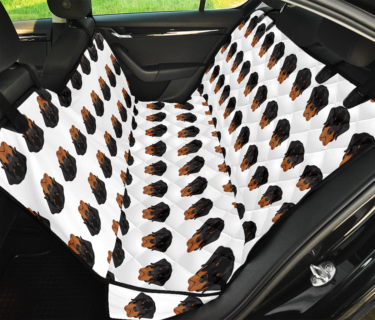 Rottweiler Face Pattern Print Pet Car Back Seat Cover