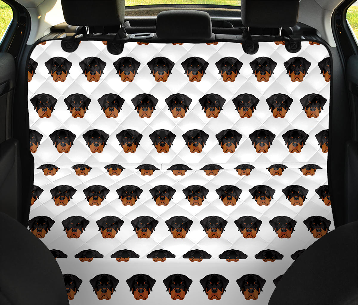 Rottweiler Face Pattern Print Pet Car Back Seat Cover