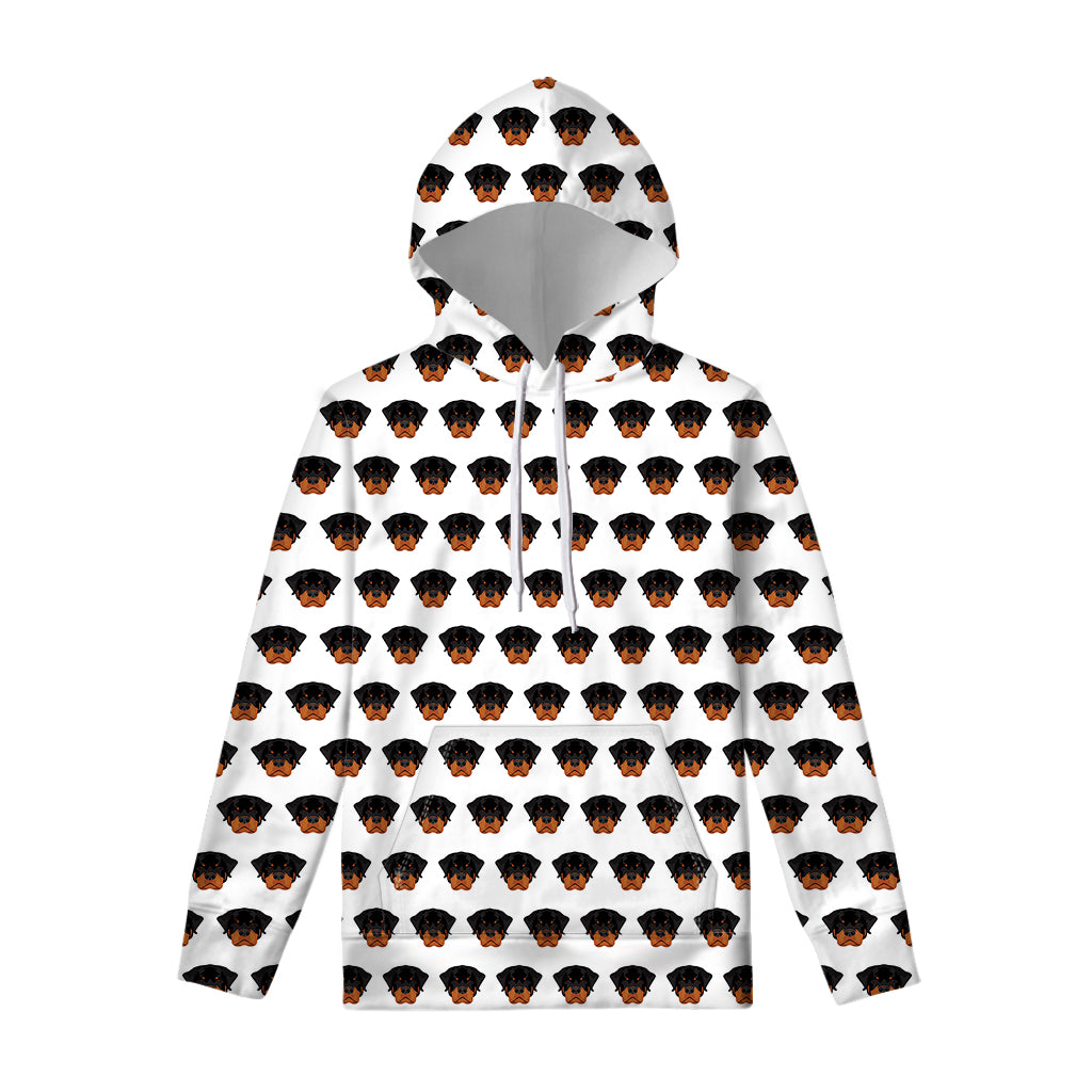 Rottweiler Face Pattern Print Pullover Hoodie