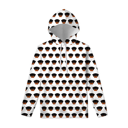 Rottweiler Face Pattern Print Pullover Hoodie