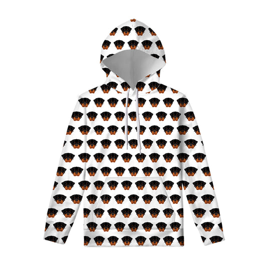 Rottweiler Face Pattern Print Pullover Hoodie