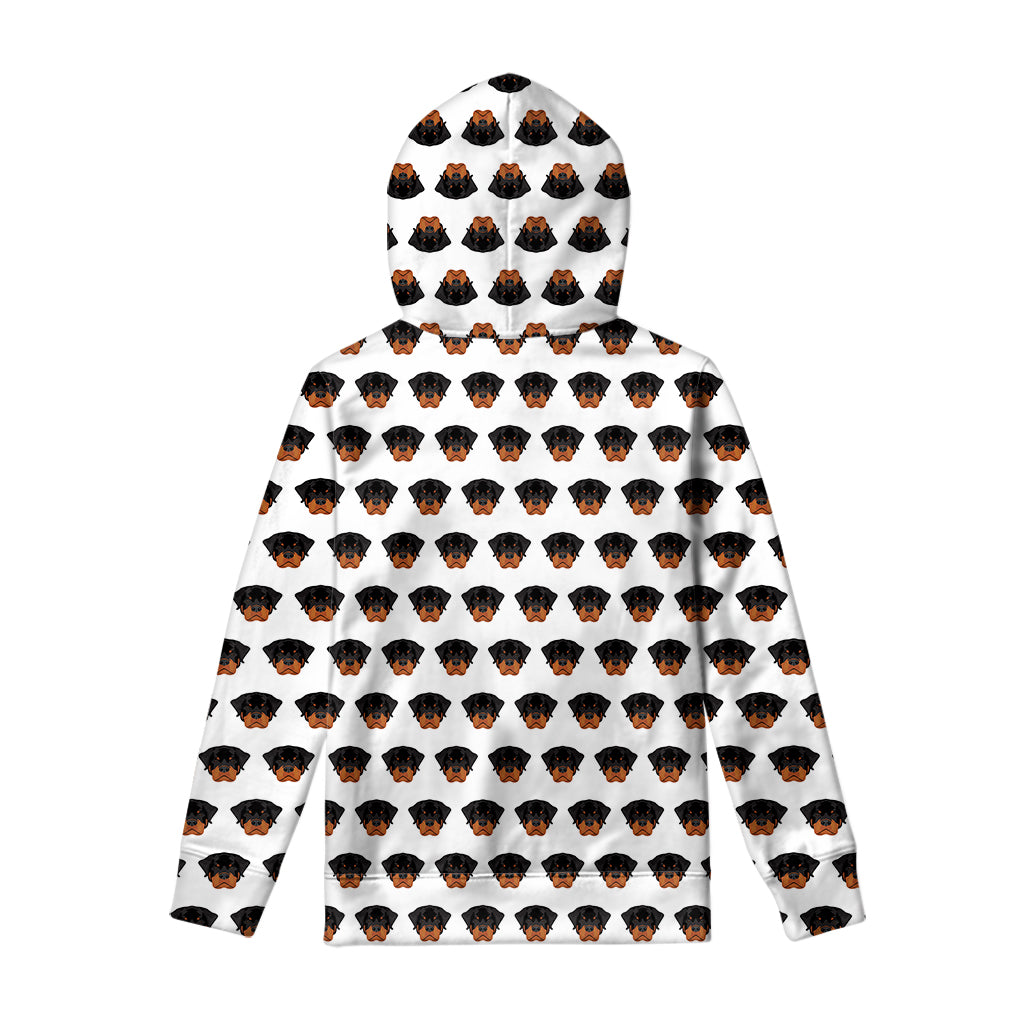 Rottweiler Face Pattern Print Pullover Hoodie