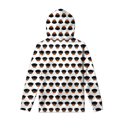 Rottweiler Face Pattern Print Pullover Hoodie