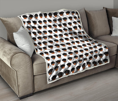 Rottweiler Face Pattern Print Quilt