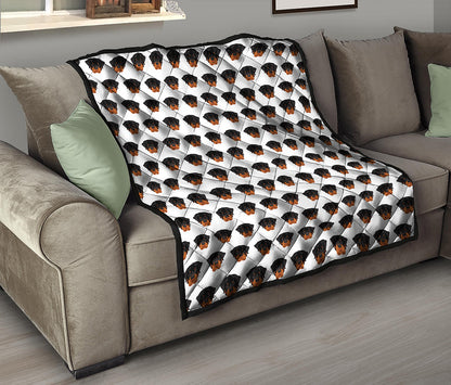 Rottweiler Face Pattern Print Quilt