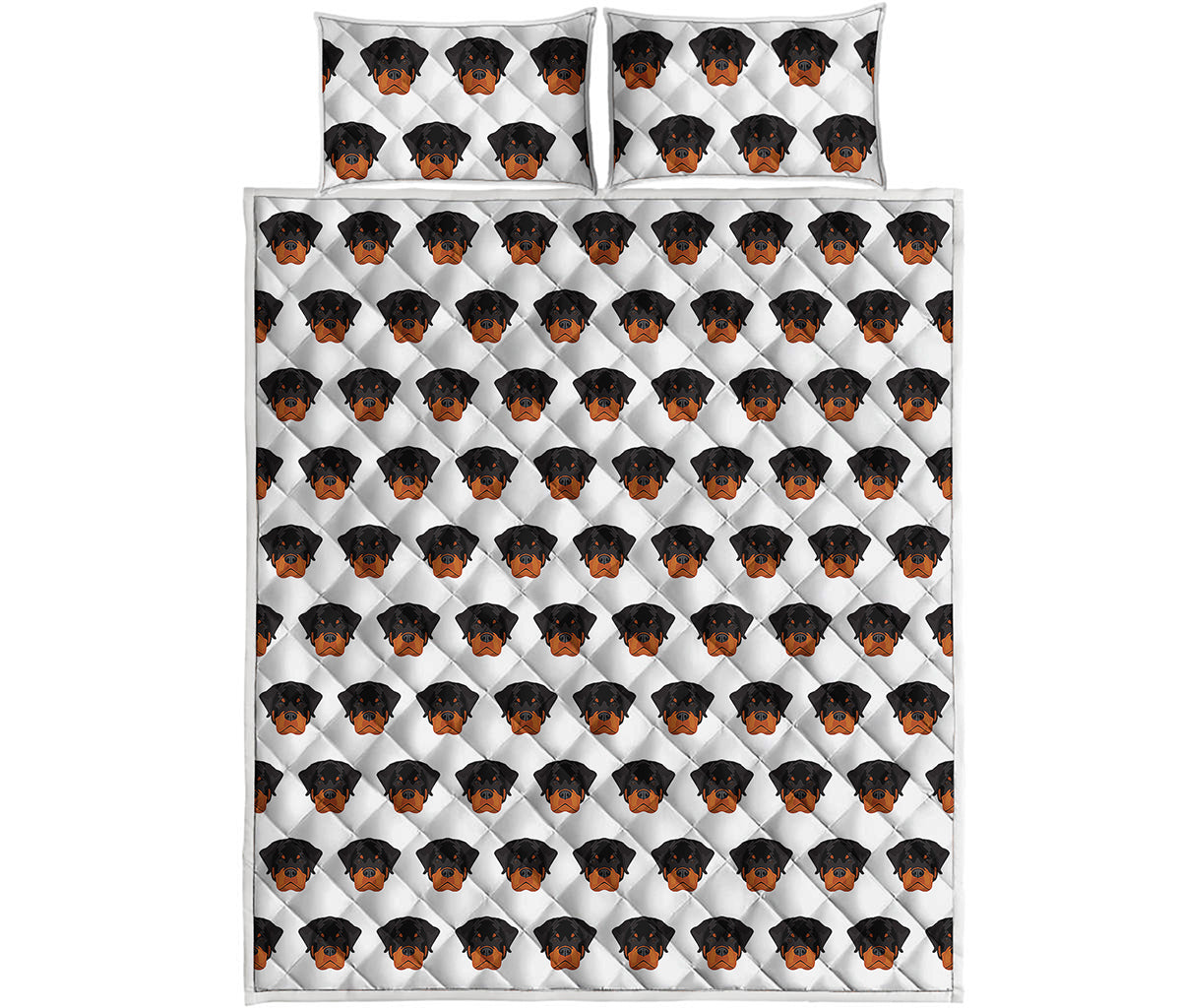 Rottweiler Face Pattern Print Quilt Bed Set