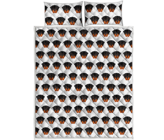 Rottweiler Face Pattern Print Quilt Bed Set