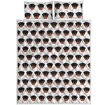 Rottweiler Face Pattern Print Quilt Bed Set