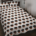 Rottweiler Face Pattern Print Quilt Bed Set